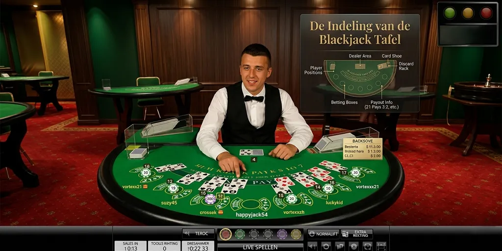 De Indeling van de Blackjack Tafel
